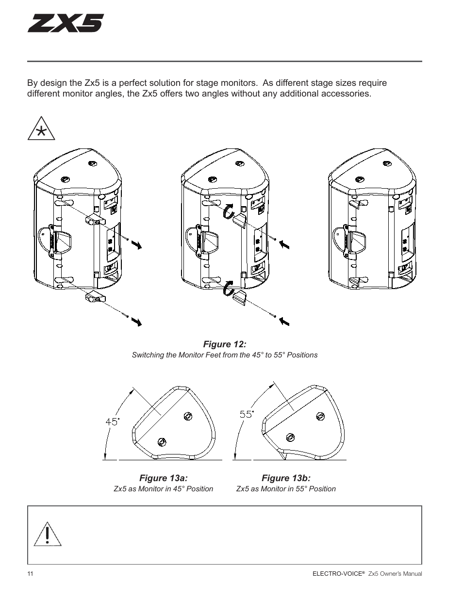 Zx5 stage monitor positions | Electro-Voice ZX5 Series User Manual | Page 12 / 20