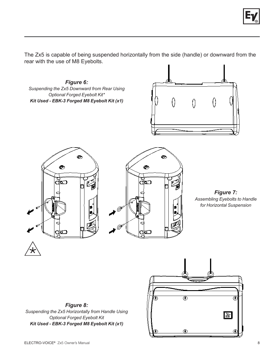 Suspending zx5 speaker systems (cont’) | Electro-Voice ZX5 Series User Manual | Page 9 / 20
