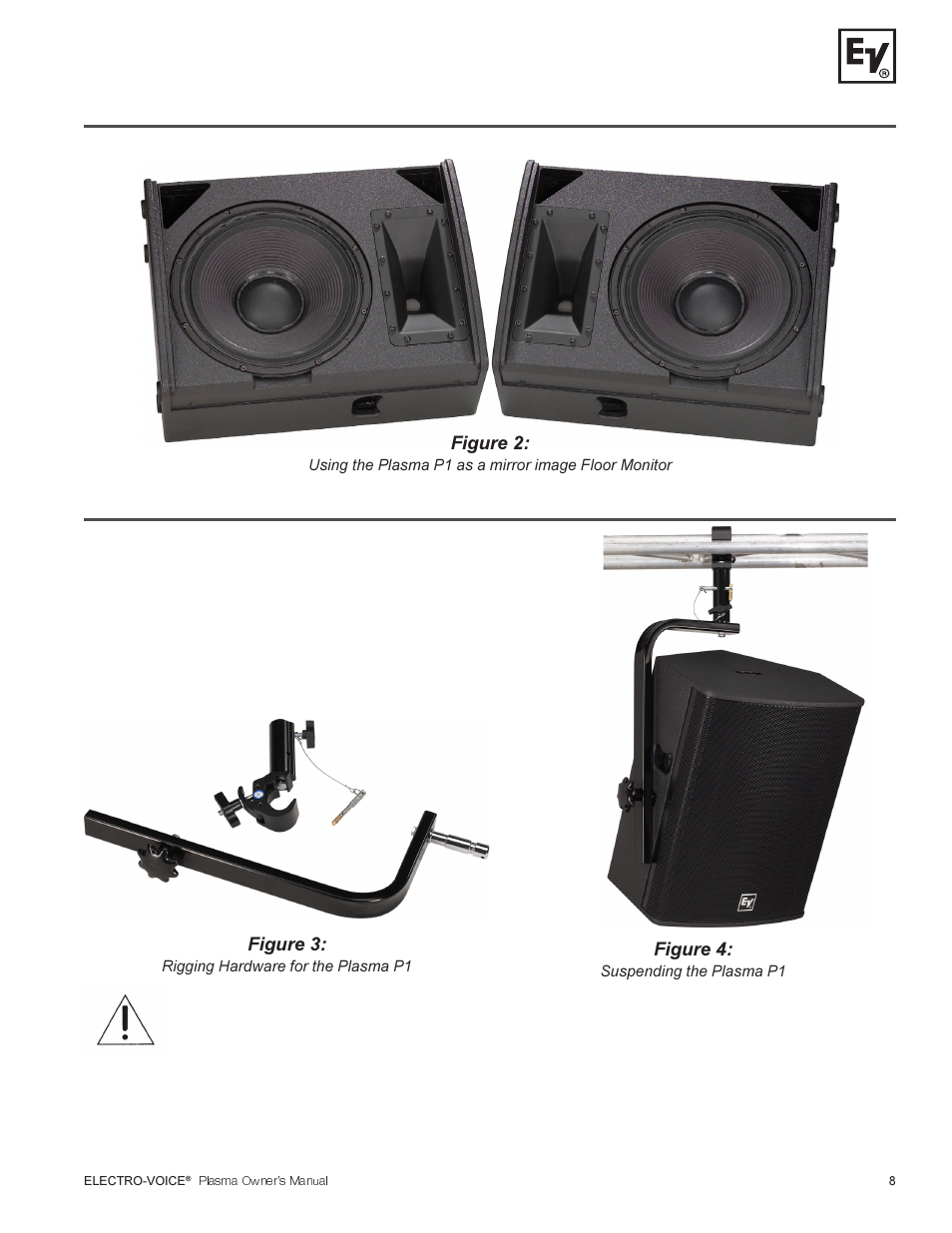 Using plasma p1’s as floor monitors, Plasma p1 rigging | Electro-Voice Plasma Series User Manual | Page 9 / 16