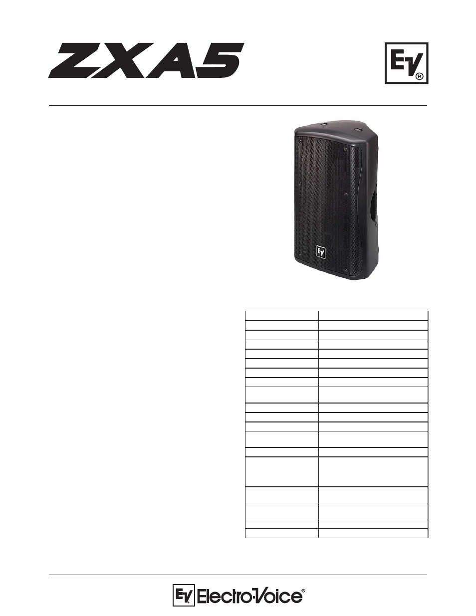 Electro-Voice ZXA590 User Manual | 4 pages