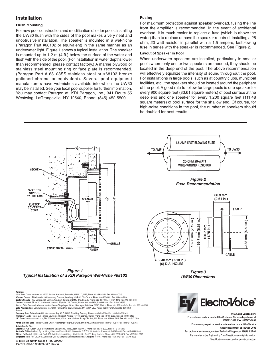 Installation | Electro-Voice UW30 User Manual | Page 2 / 2