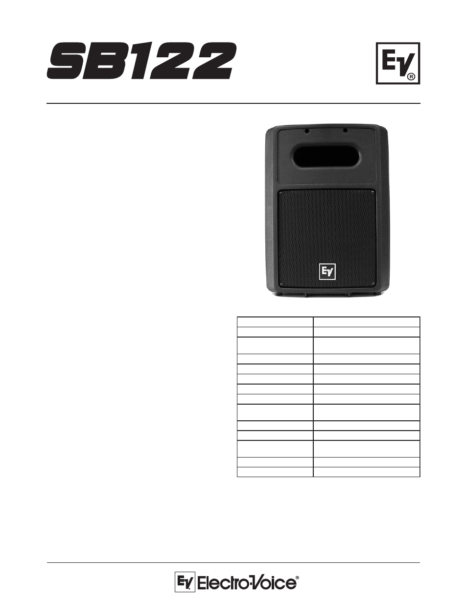 Electro-Voice Bass Module Sb122 User Manual | 2 pages