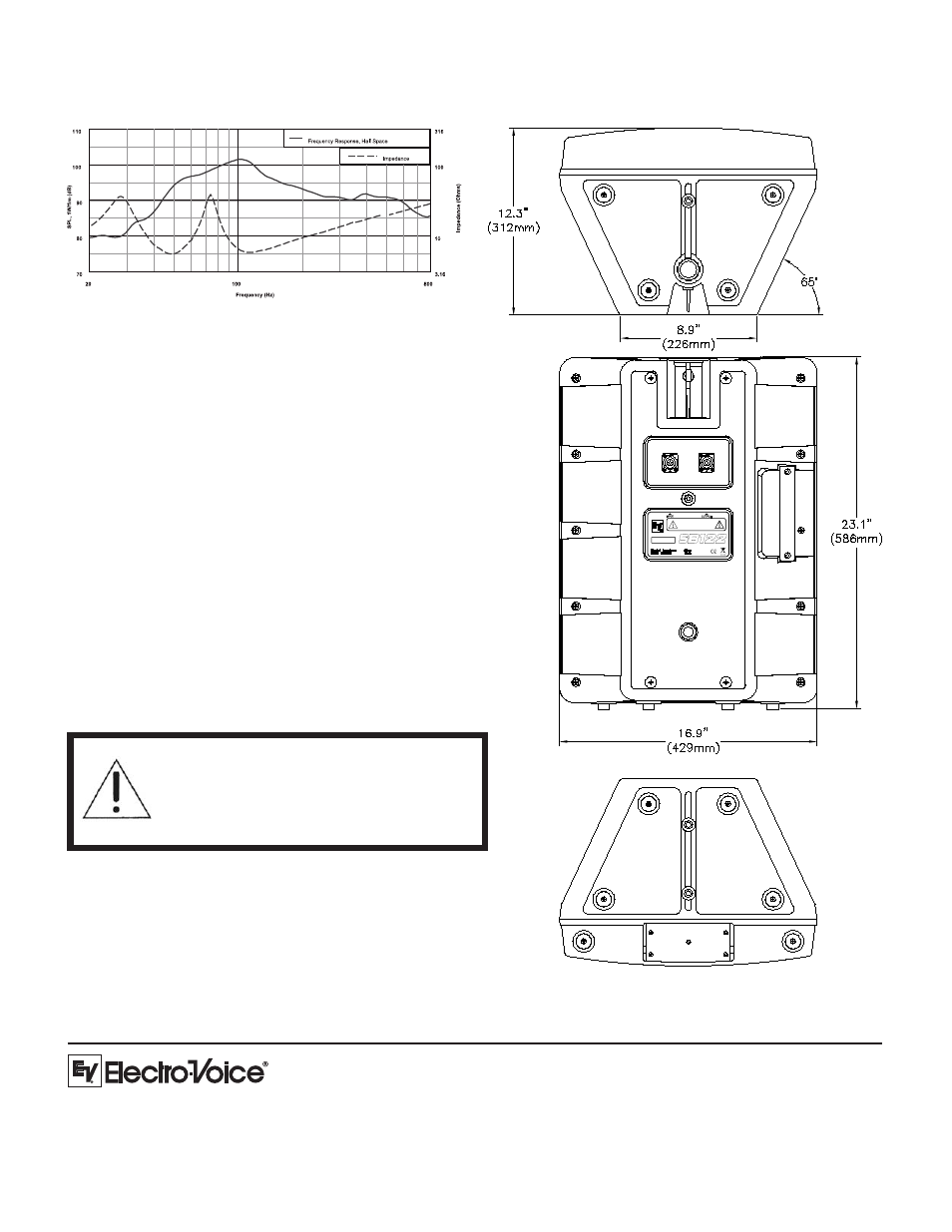 Accessories, Performance match, Sb122 part number | Dimension drawing: frequency response | Electro-Voice Bass Module Sb122 User Manual | Page 2 / 2