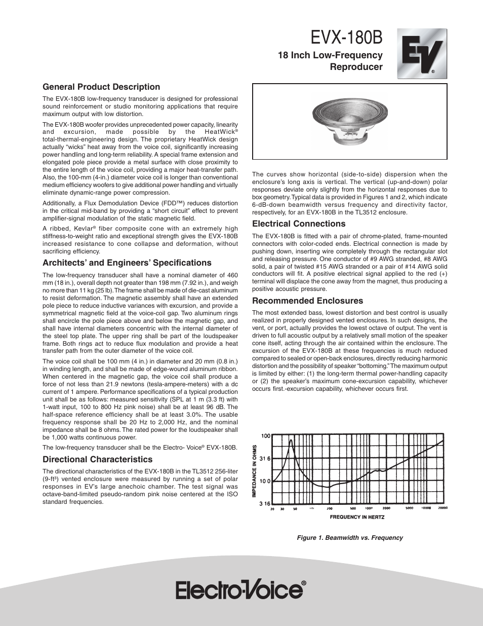 Electro-Voice EVX-180B User Manual | 2 pages