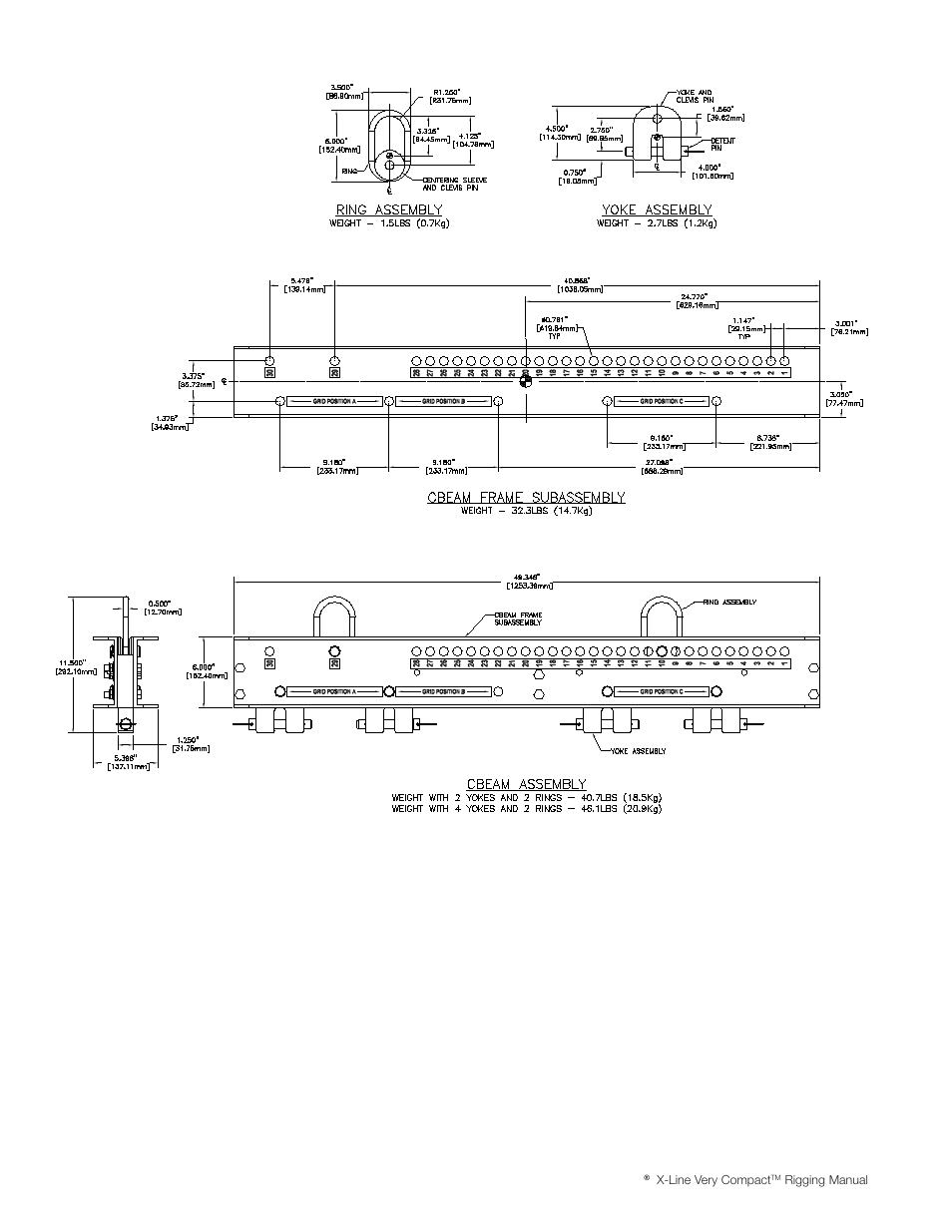 Cbeam rigging dimensions and weights, Figure 5c | Electro-Voice X-Line Very Compact (XLVC) User Manual | Page 14 / 56