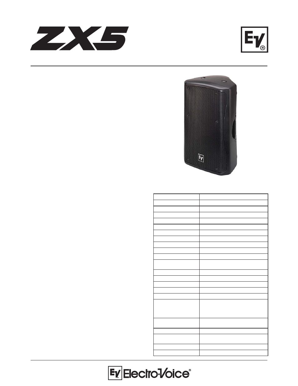Electro-Voice ZX5-90 User Manual | 4 pages