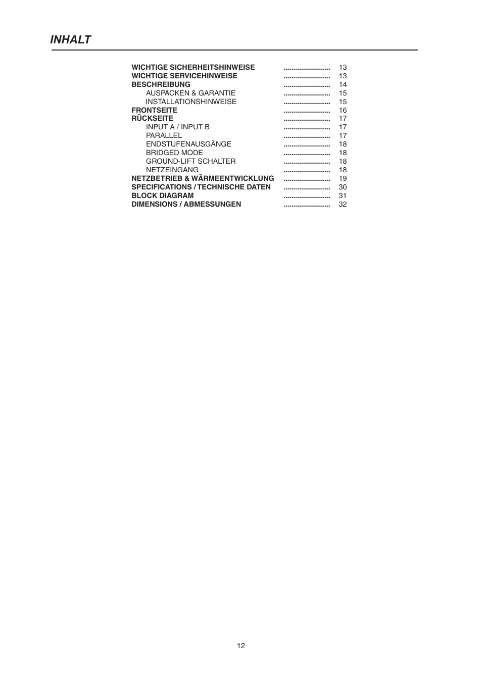 Inhalt | Electro-Voice CP3000S User Manual | Page 12 / 36