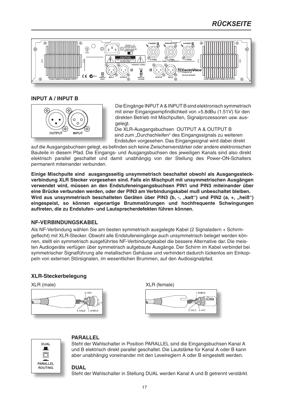 Rückseite | Electro-Voice CP3000S User Manual | Page 17 / 36