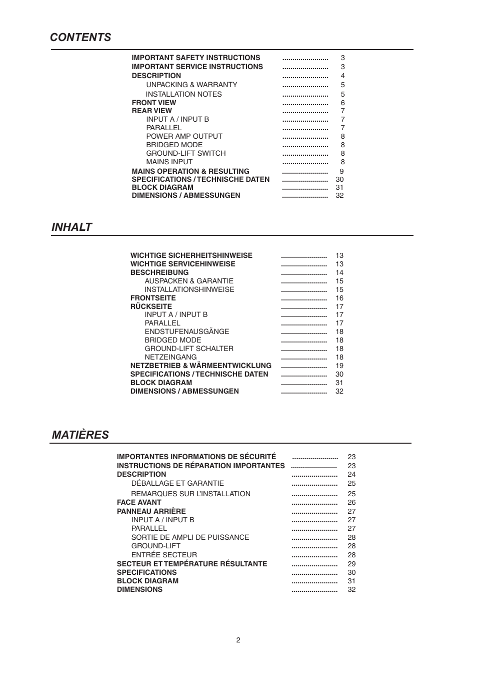 Electro-Voice CP3000S User Manual | Page 2 / 36