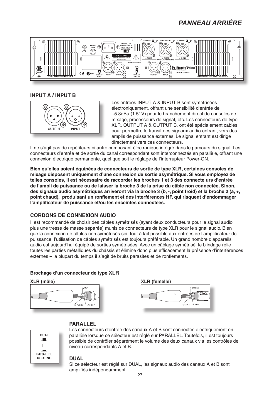 Panneau arrière | Electro-Voice CP3000S User Manual | Page 27 / 36