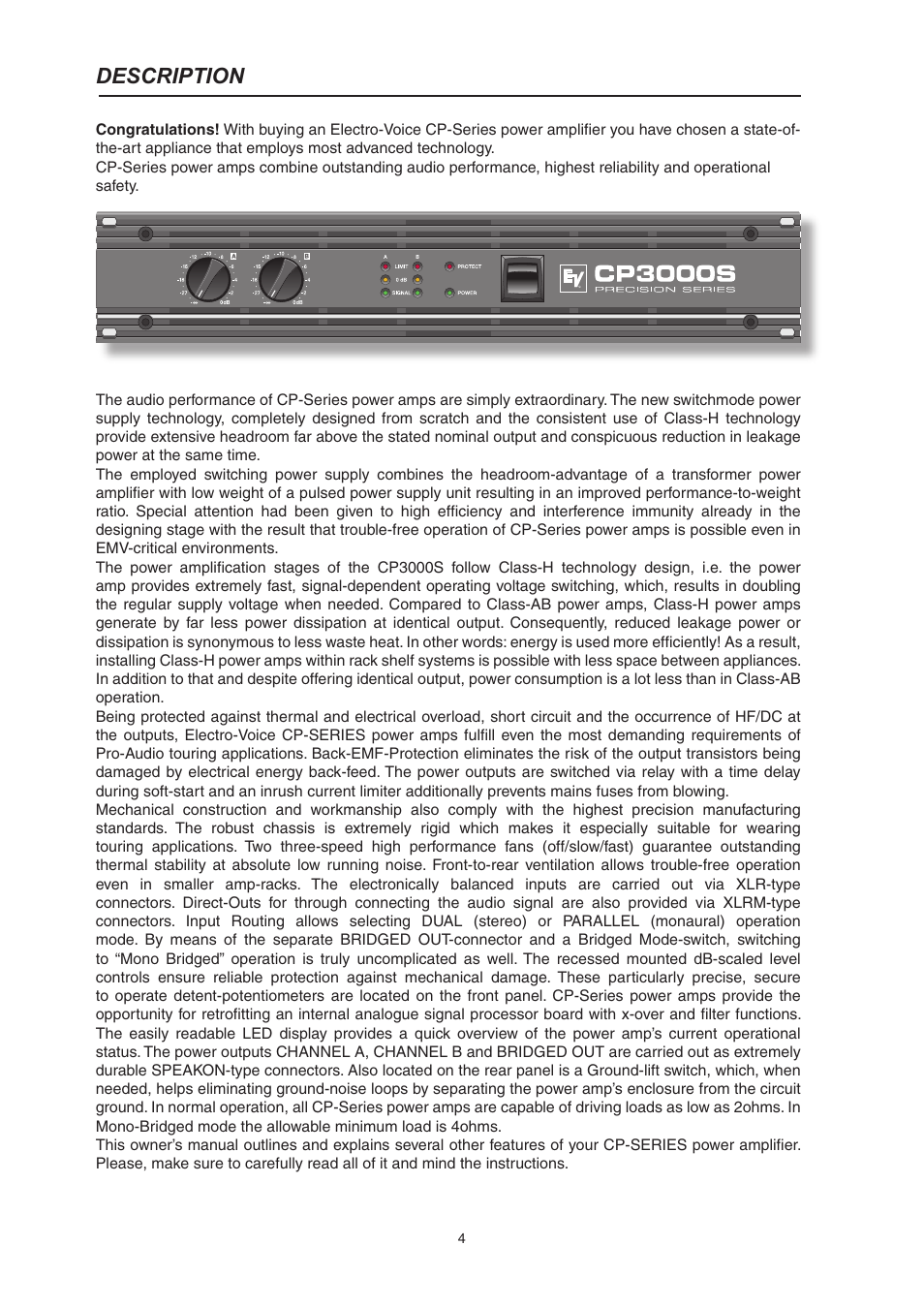 Description | Electro-Voice CP3000S User Manual | Page 4 / 36