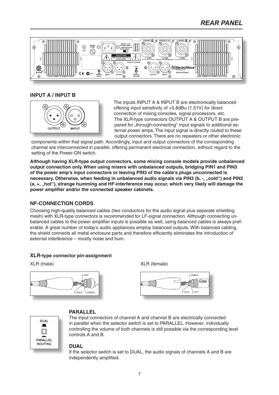 Rear panel | Electro-Voice CP3000S User Manual | Page 7 / 36