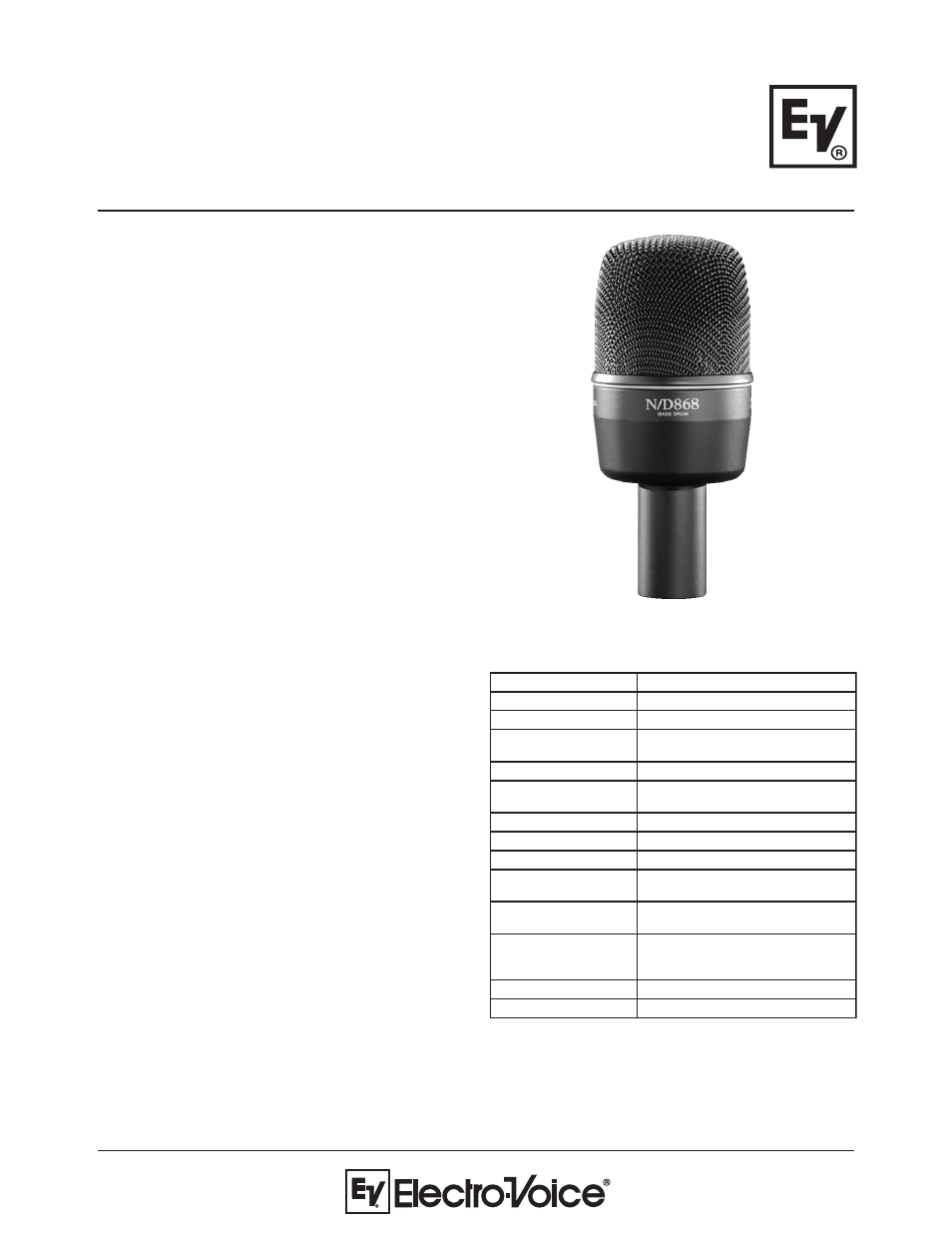 Electro-Voice N/D868 User Manual | 2 pages