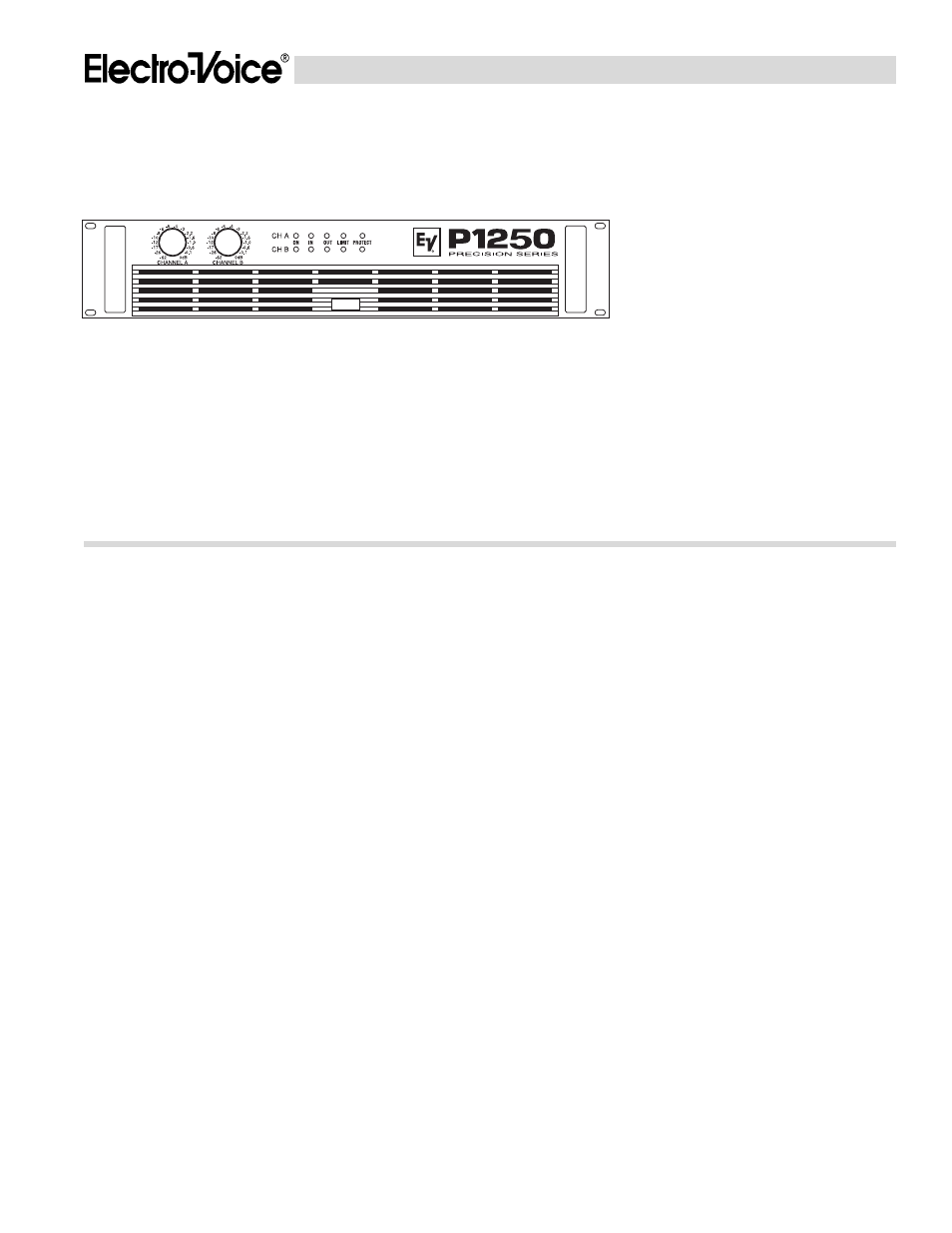 Electro-Voice P1250 User Manual | 4 pages