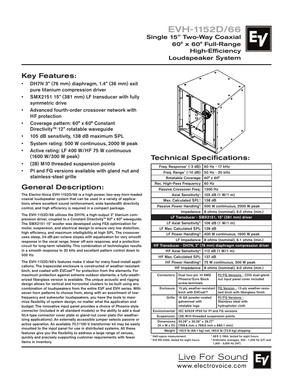 Electro-Voice EVH-1152D/66 User Manual | 4 pages