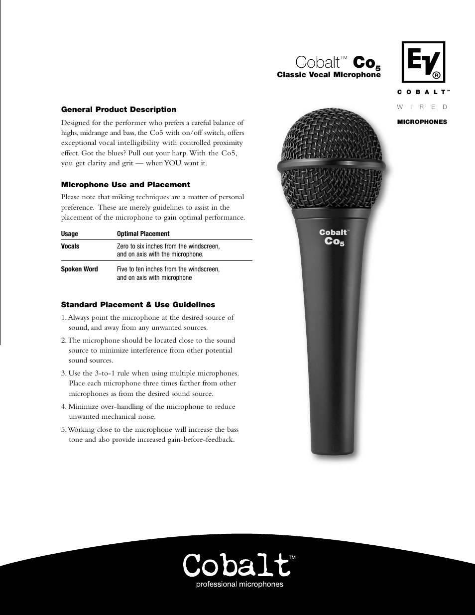 Electro-Voice C05 User Manual | 2 pages