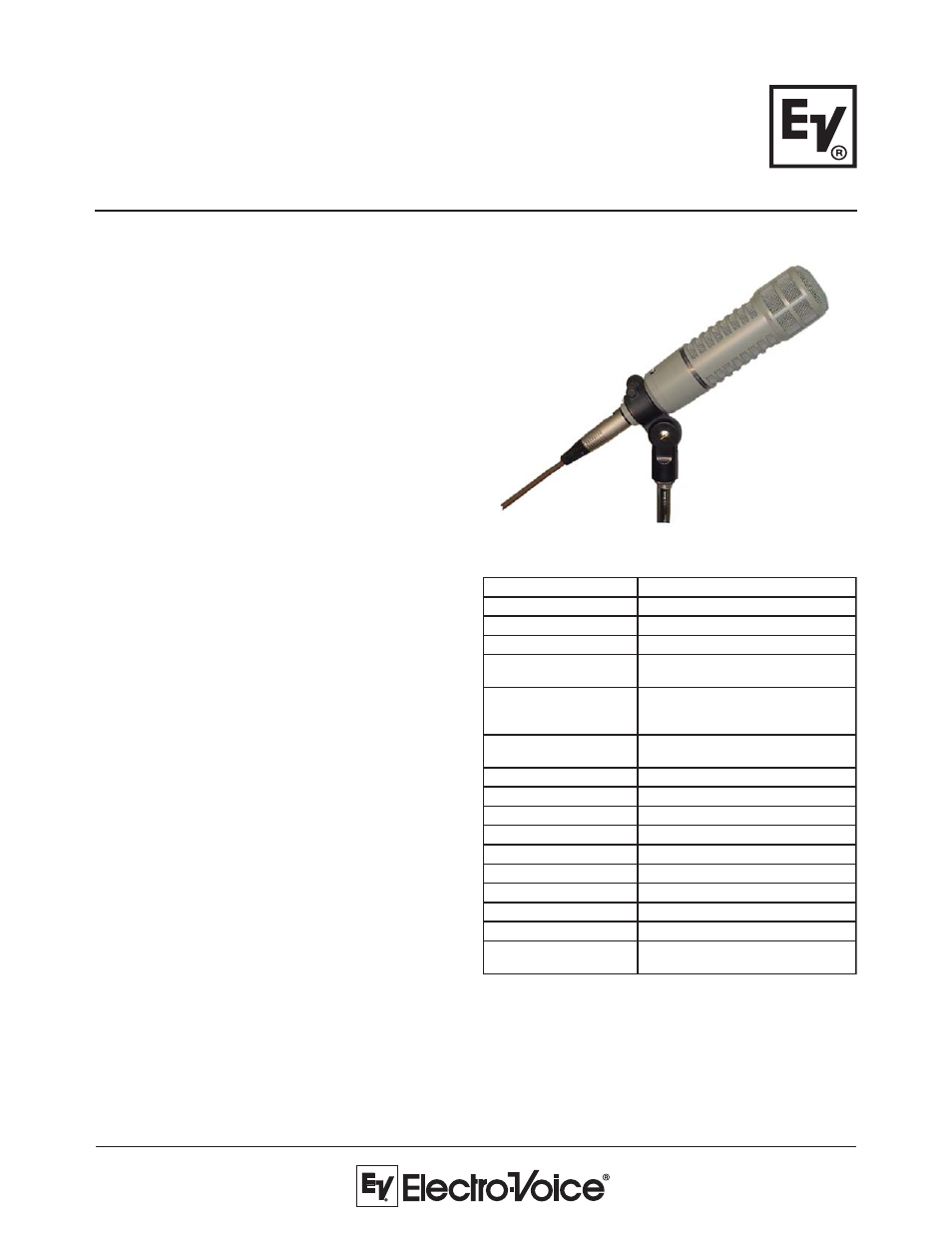 Electro-Voice RE20 User Manual | 2 pages