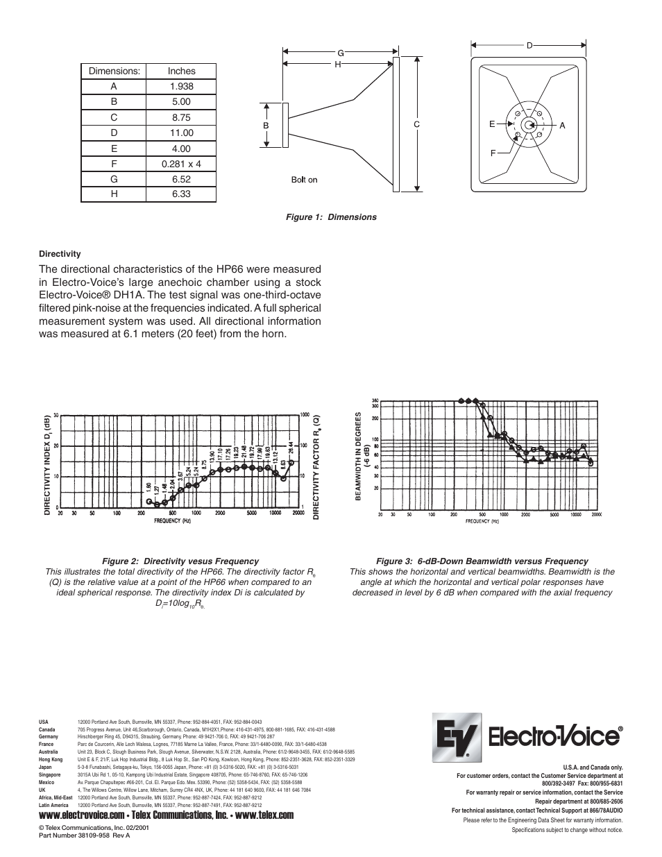 Electro-Voice Constant-Directivity Horn HP66 User Manual | Page 2 / 2
