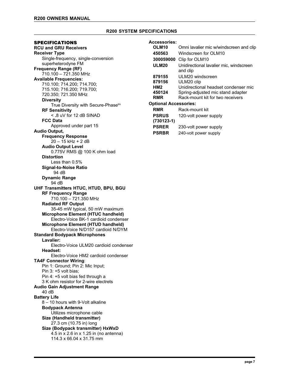 Electro-Voice R200 User Manual | Page 7 / 12