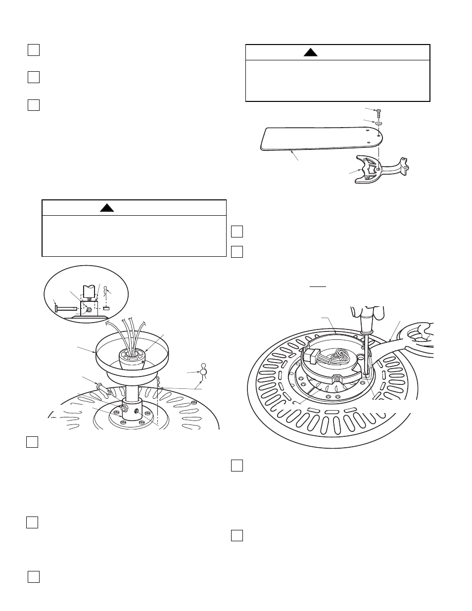 How to put your ceiling fan together, Warning | Emerson CF705BS03 User Manual | Page 4 / 8