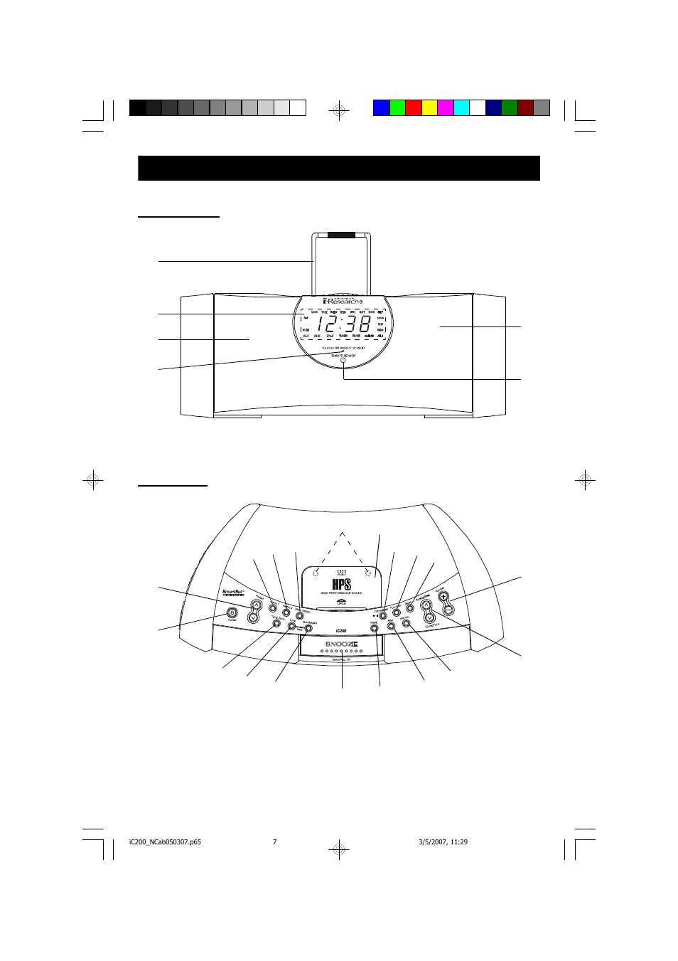 Front panel top panel | Emerson Radio iC200BK User Manual | Page 8 / 48