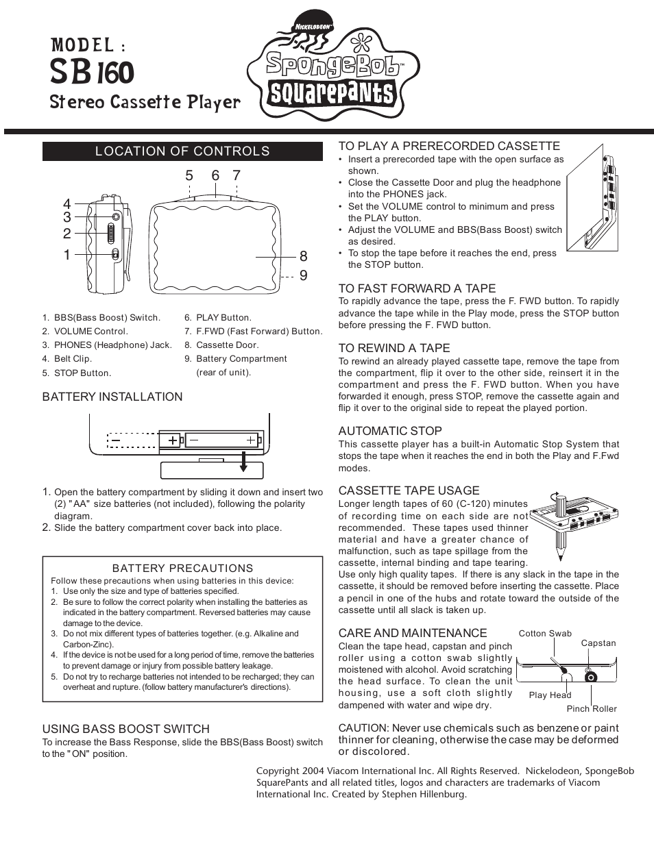 Emerson Radio SB160 User Manual | 2 pages