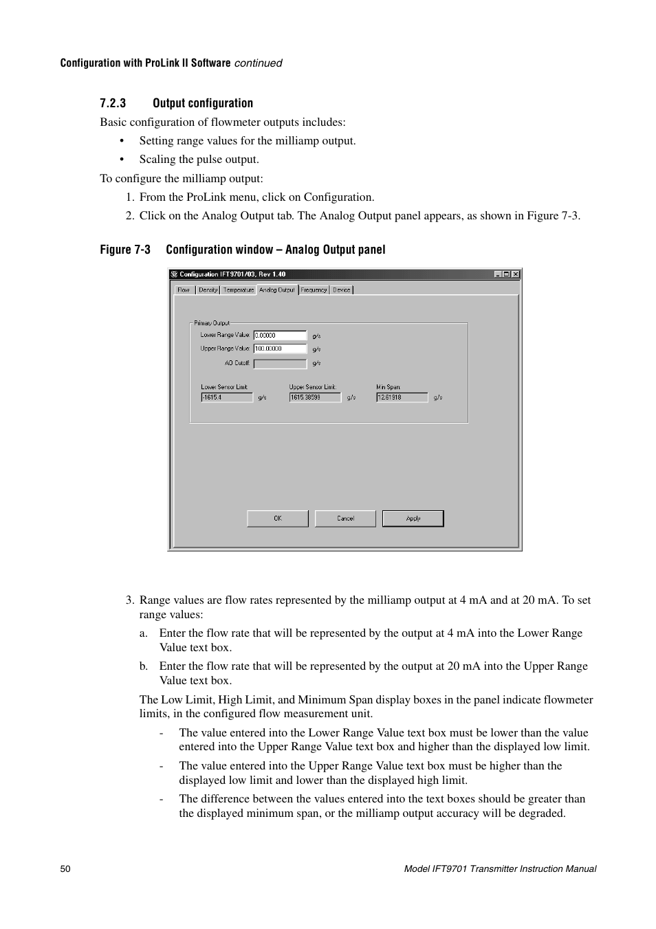 3 output configuration, Output configuration | Emerson IFT9701 User Manual | Page 58 / 90