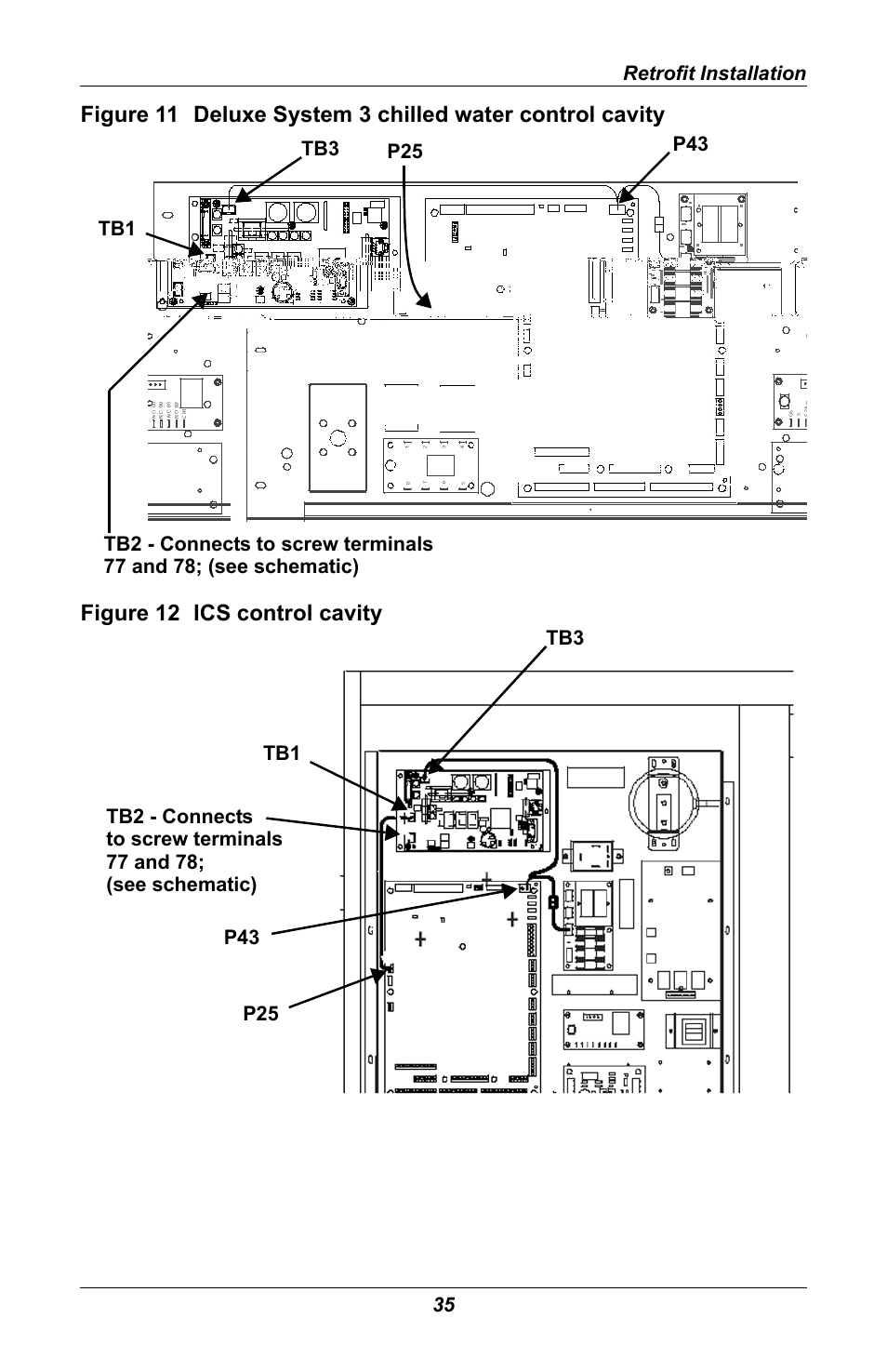 Figure 12 ics control cavity, Figure 11, Deluxe system 3 chilled water control cavity | Figure 12, Ics control cavity | Emerson MONITORING OpenComms User Manual | Page 41 / 56