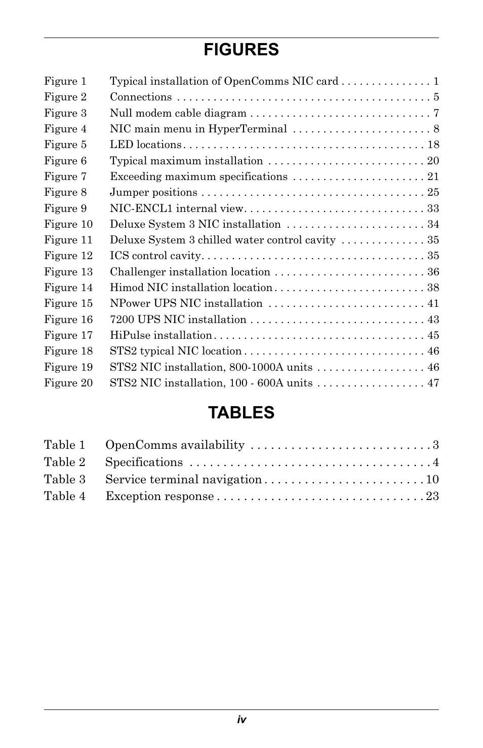 Figures, Tables | Emerson MONITORING OpenComms User Manual | Page 6 / 56