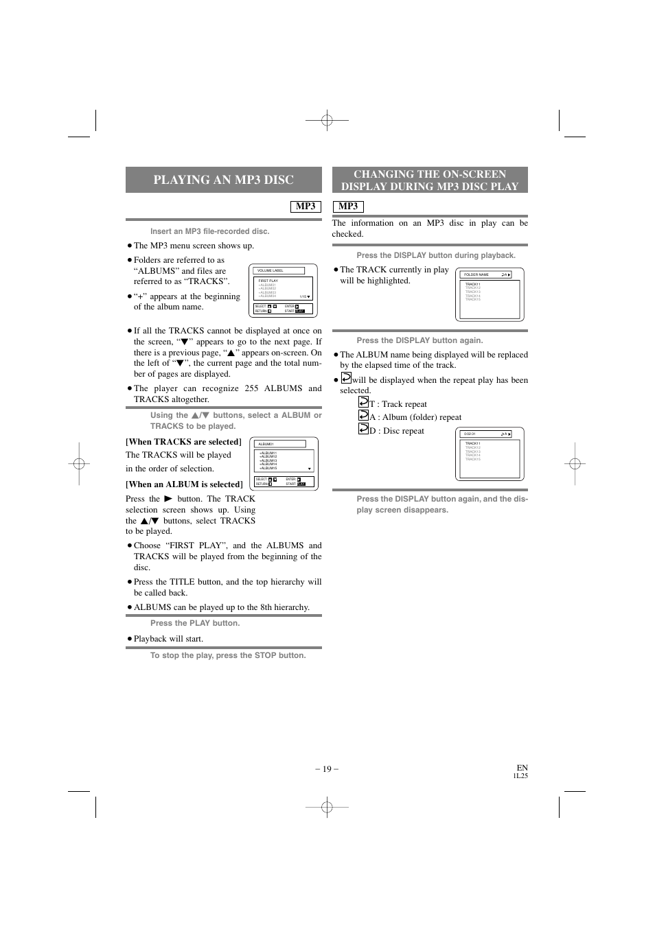 Playing an mp3 disc | Emerson EWD7002 User Manual | Page 19 / 36