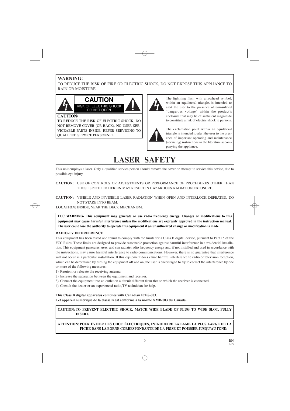 Laser safety, Caution | Emerson EWD7002 User Manual | Page 2 / 36