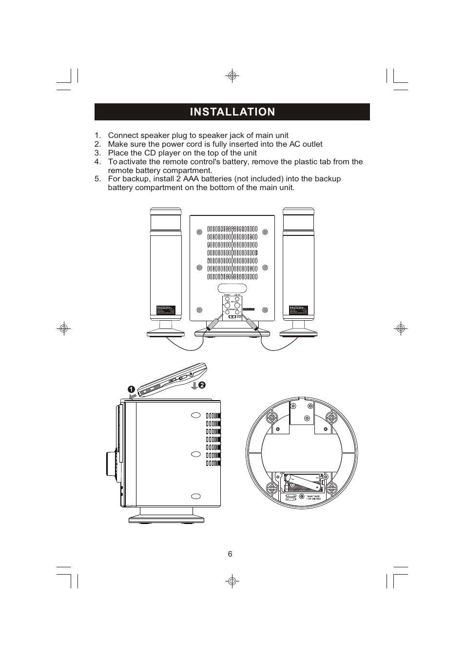 Installation | Emerson Radio ES398 User Manual | Page 7 / 24