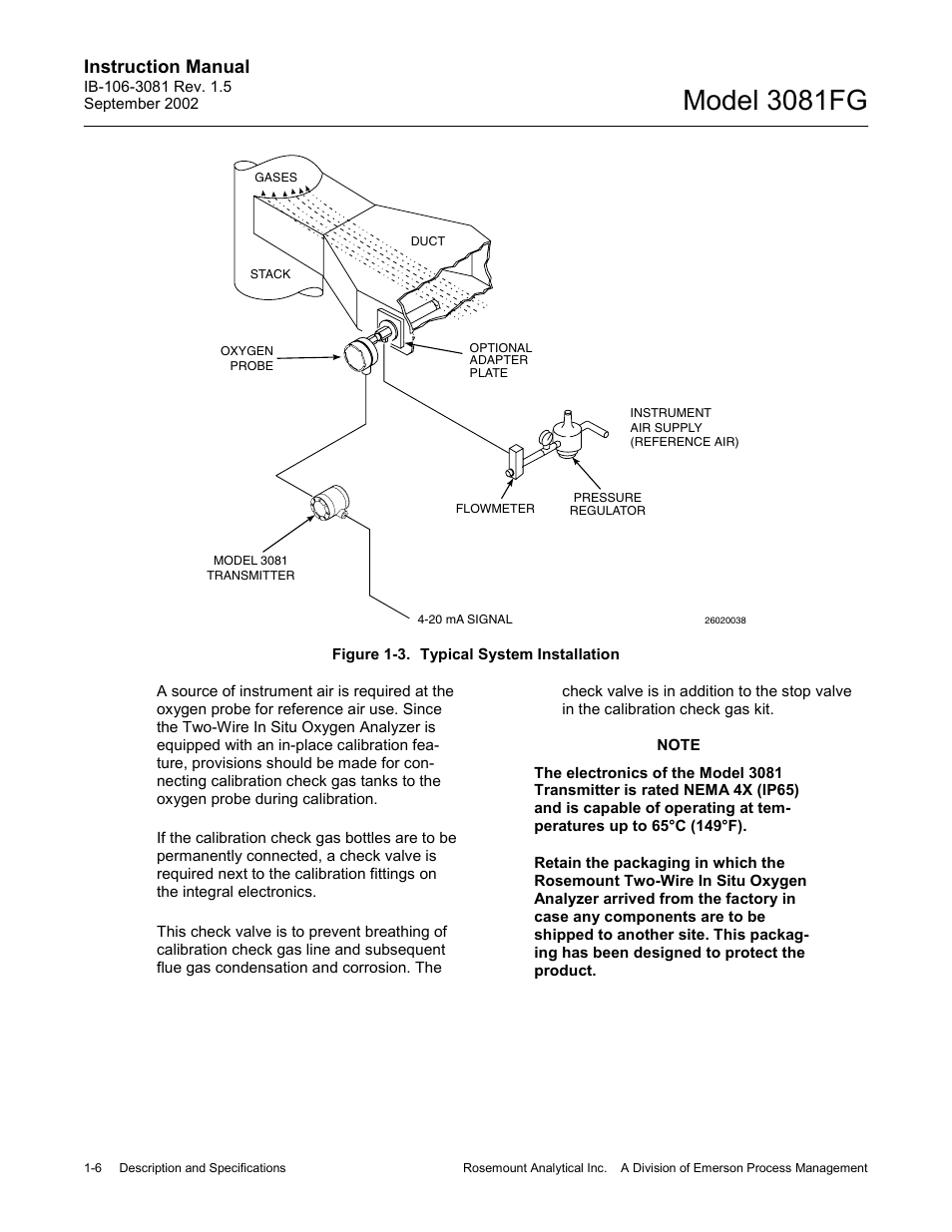 Figure 1-3. typical system installation -6, Model 3081fg, Instruction manual | Emerson 3081FG User Manual | Page 16 / 78