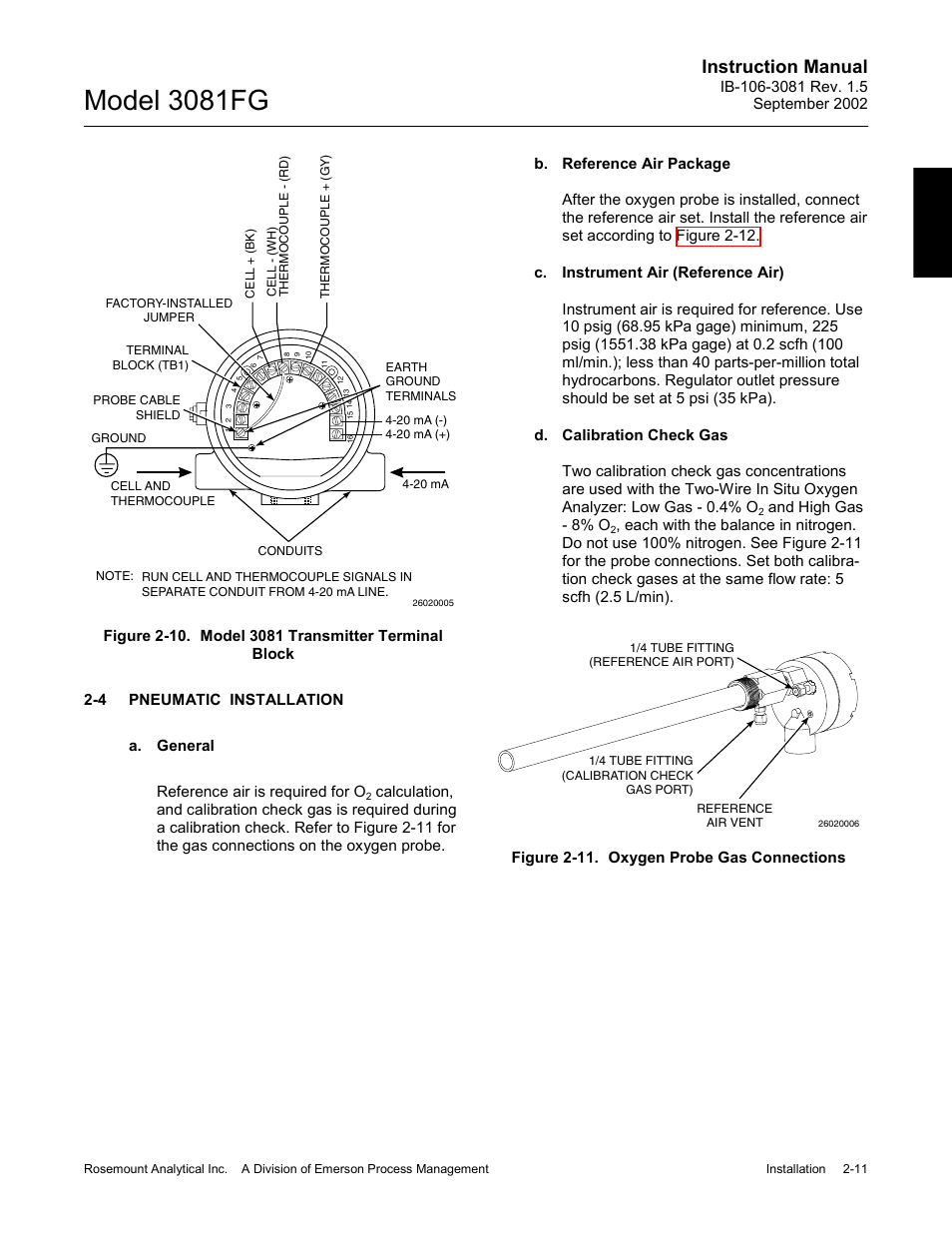 Pneumatic installation, Pneumatic installation -11, Model 3081fg | Instruction manual | Emerson 3081FG User Manual | Page 29 / 78