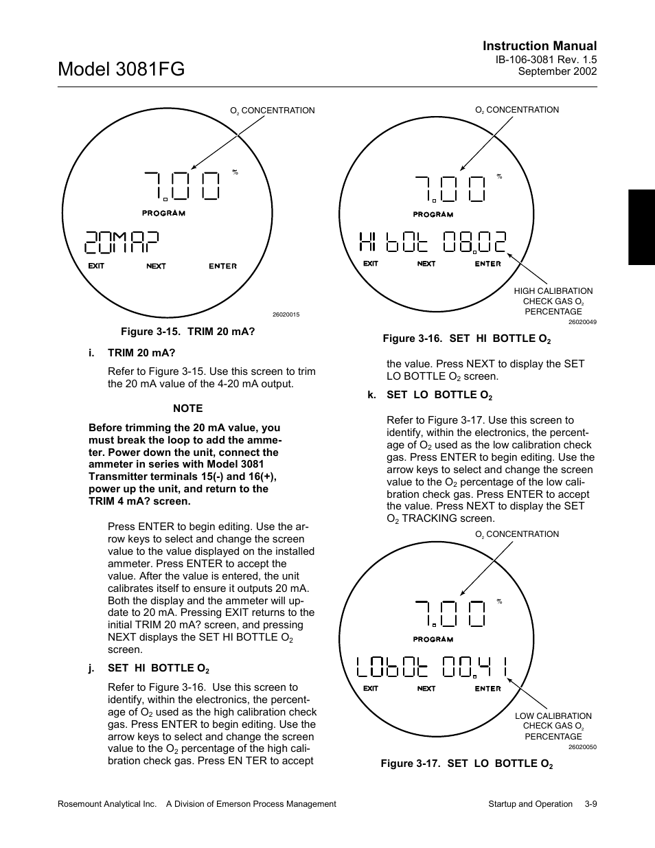 Figure 3-17. set lo bottle o, Model 3081fg, Instruction manual | Emerson 3081FG User Manual | Page 39 / 78