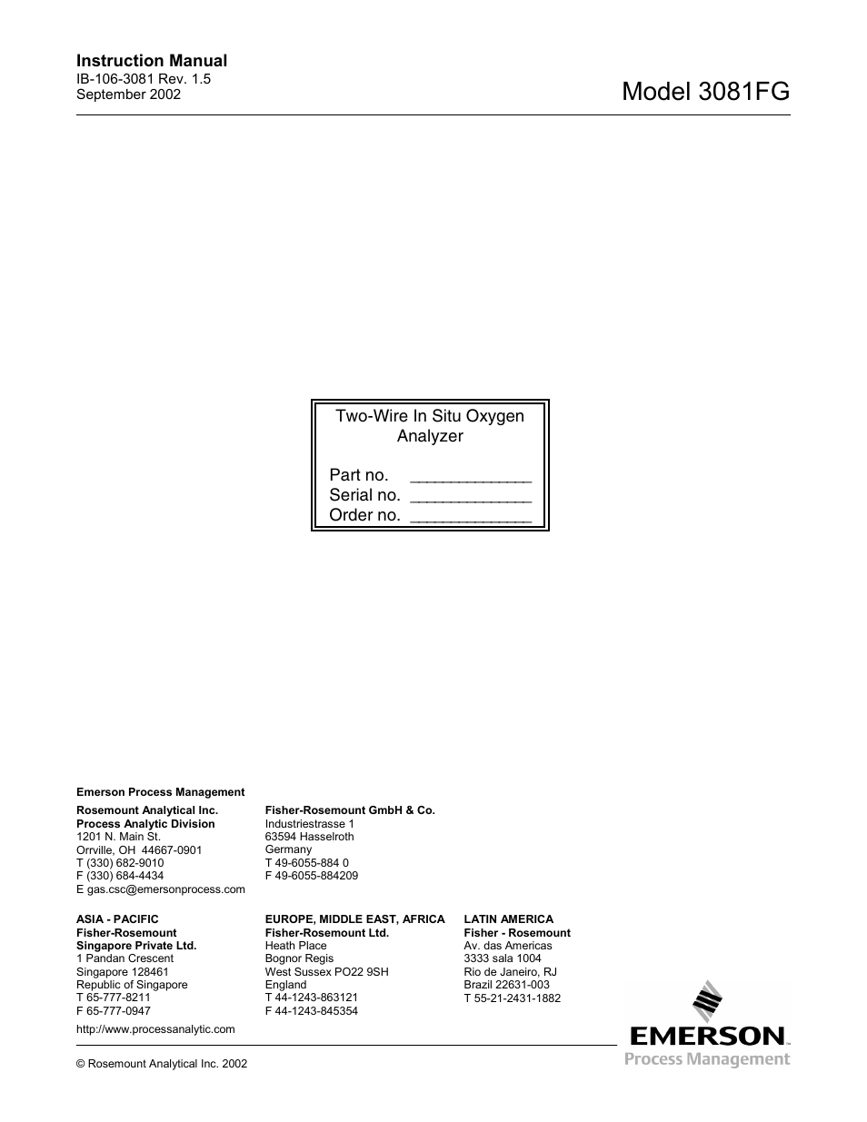 Model 3081fg | Emerson 3081FG User Manual | Page 78 / 78