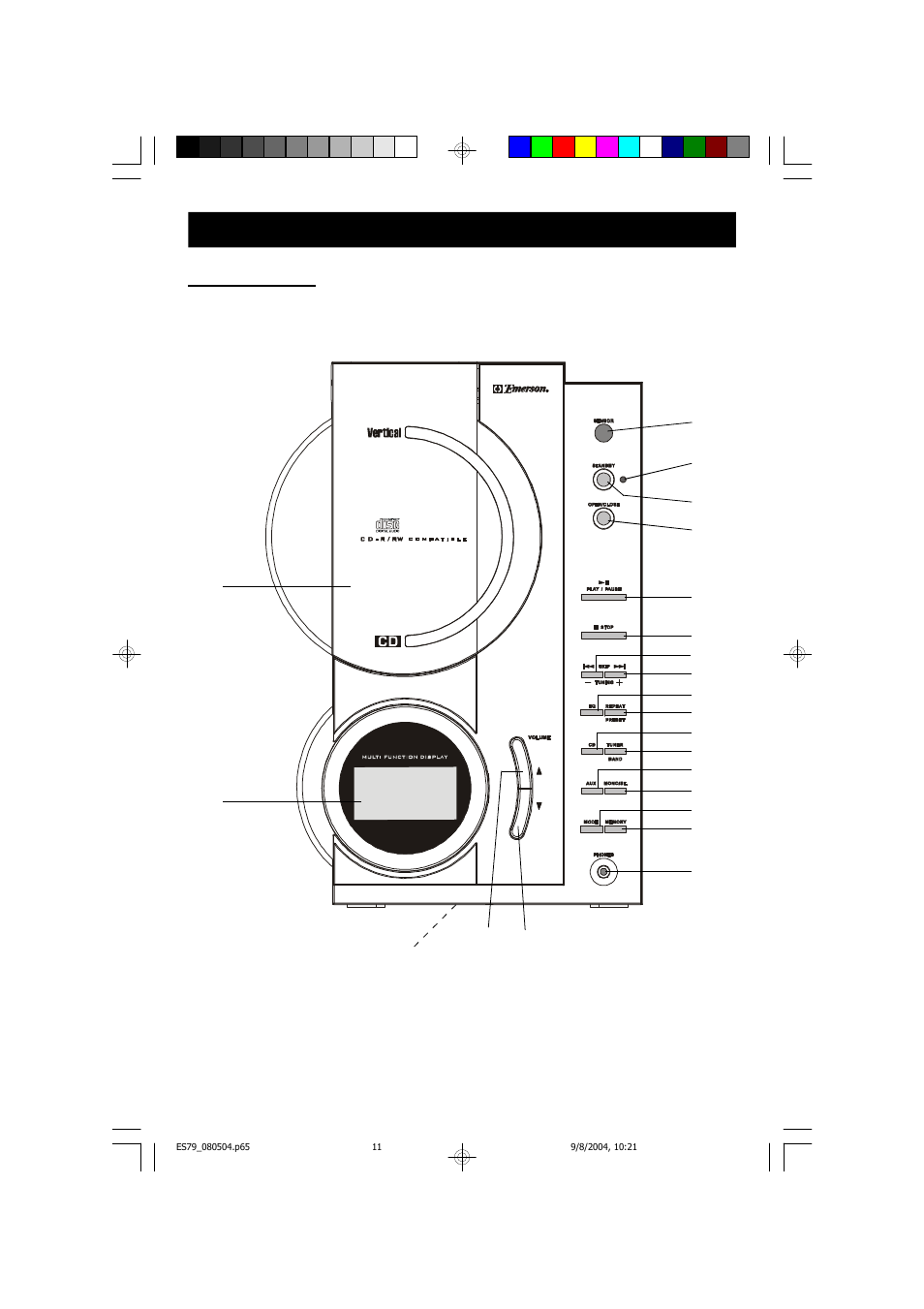 Location of controls and indicators | Emerson Radio ES79 User Manual | Page 12 / 42