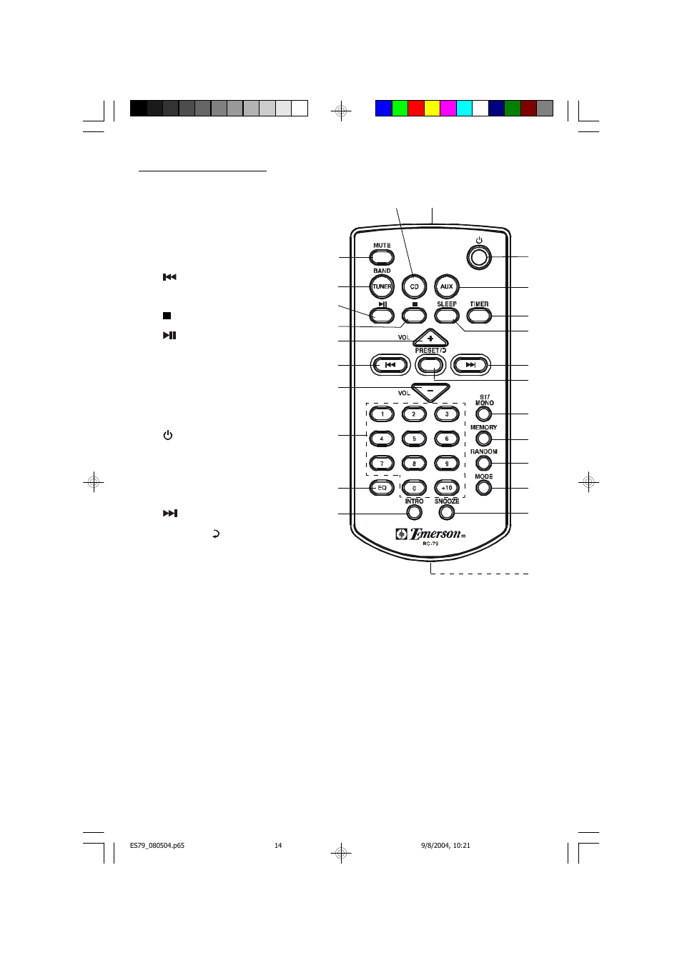 Emerson Radio ES79 User Manual | Page 15 / 42