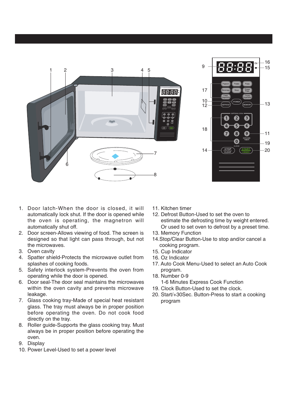Location of controls | Emerson Radio MW8784SB User Manual | Page 9 / 32