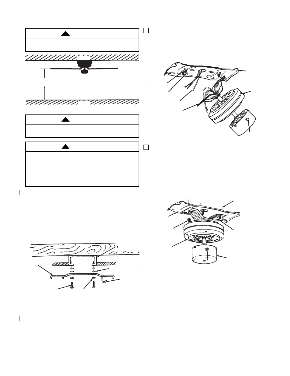 How to hang your ceiling fan, Warning, Figure 1 | Figure 2, Figure 3, Figure 4 | Emerson CF704SW02 User Manual | Page 4 / 8