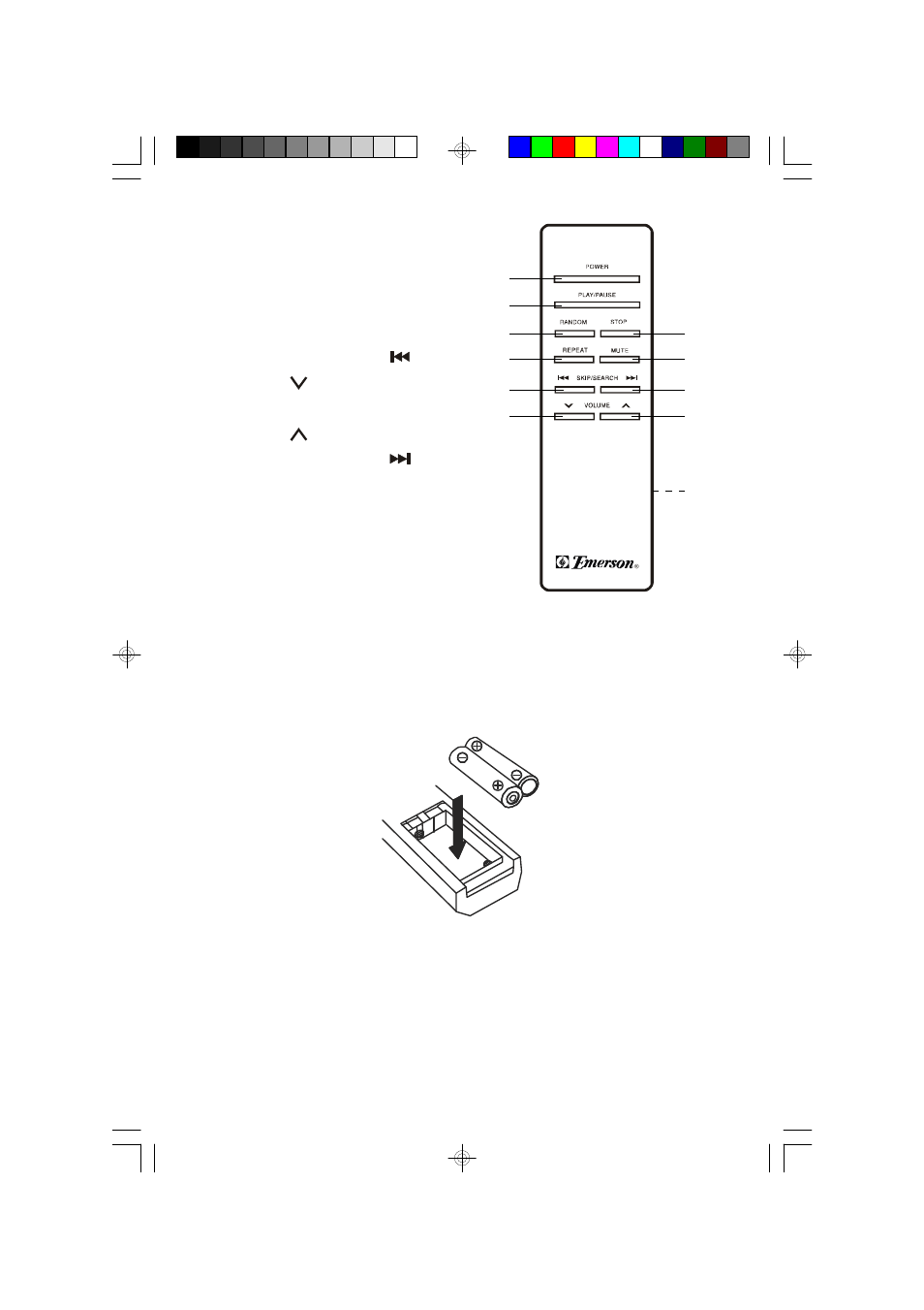 Remote control battery installation, Battery replacement | Emerson Radio MS7609 User Manual | Page 9 / 24