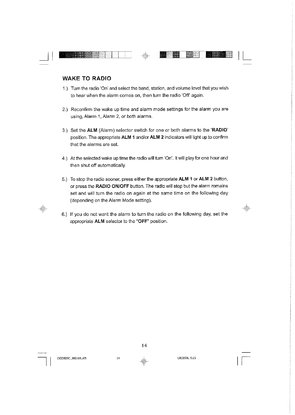 Wake to radio | Emerson SMARTSET CKS3029C User Manual | Page 15 / 23