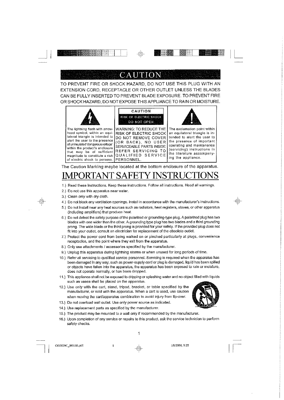 Important safety insttluctions | Emerson SMARTSET CKS3029C User Manual | Page 2 / 23
