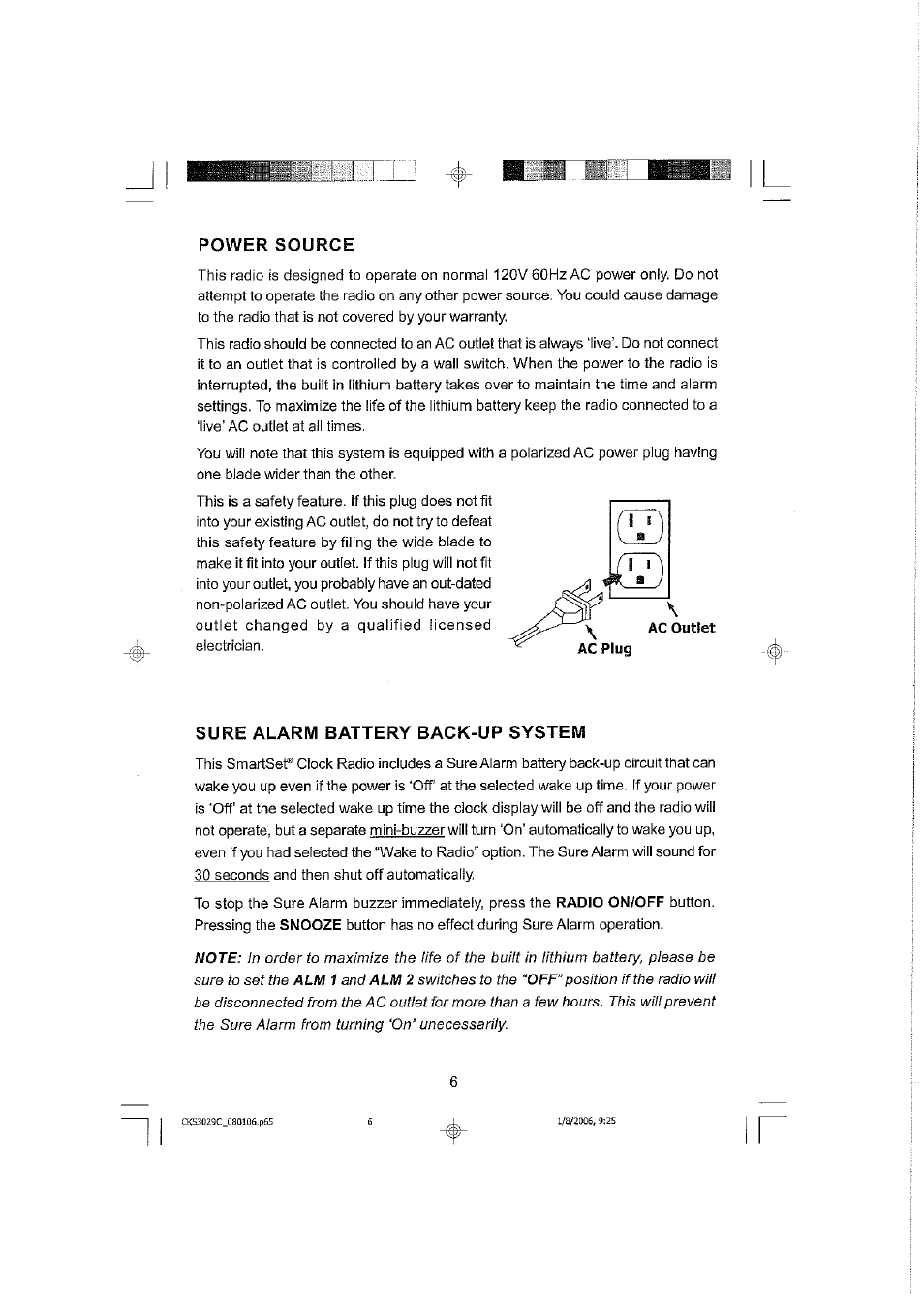 Power source, Sure alarm battery back-up system | Emerson SMARTSET CKS3029C User Manual | Page 7 / 23
