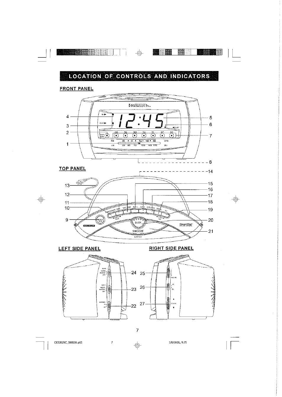 Logation of contrqls and indicators, Front panel | Emerson SMARTSET CKS3029C User Manual | Page 8 / 23