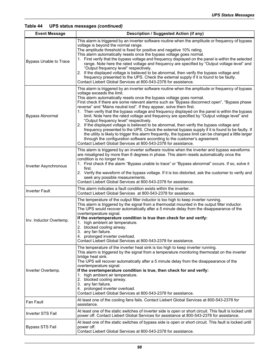 Emerson Liebert NX 10-30kVA User Manual | Page 106 / 112