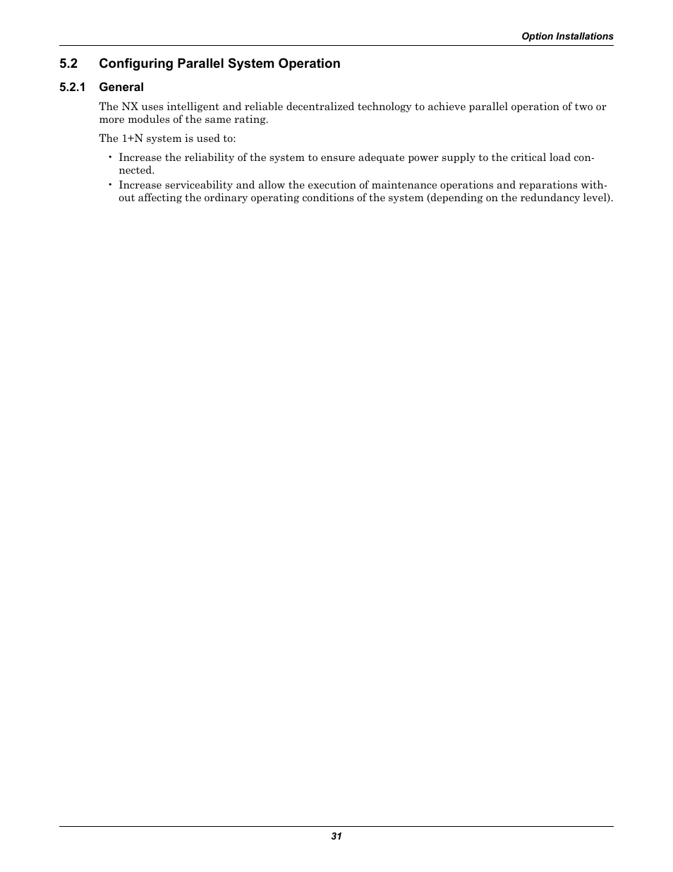 2 configuring parallel system operation, 1 general, Configuring parallel system operation | General | Emerson Liebert NX 10-30kVA User Manual | Page 39 / 112
