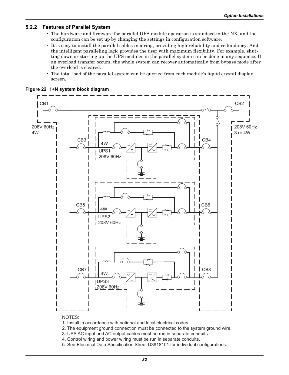 2 features of parallel system, Figure 22 1+n system block diagram, Features of parallel system | Emerson Liebert NX 10-30kVA User Manual | Page 40 / 112