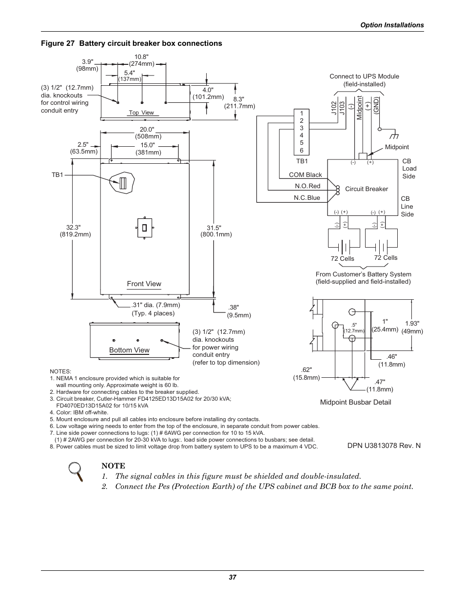 Figure 27 battery circuit breaker box connections | Emerson Liebert NX 10-30kVA User Manual | Page 45 / 112
