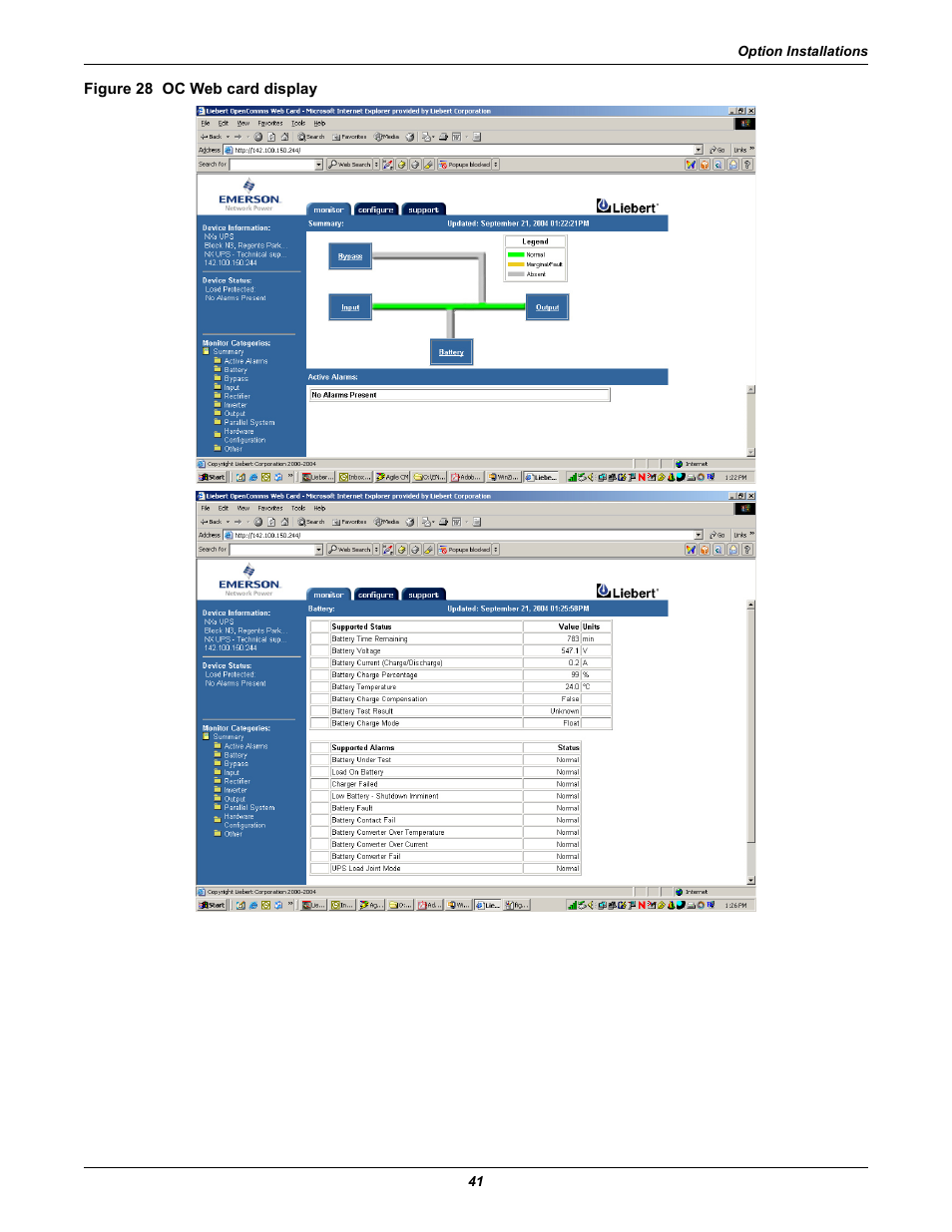 Figure 28 oc web card display | Emerson Liebert NX 10-30kVA User Manual | Page 49 / 112